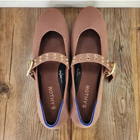 Rothy's The Ballet Mary Jane Flats Womens Size 9 Hazel Gold Buckle Comfort Shoes - Picture 5 of 9